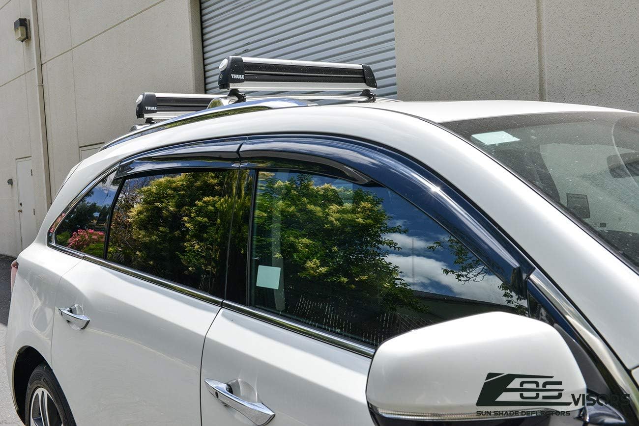 Replacement for 2014-2020 Acura MDX | EOS Visors JDM Mugen Tape-On Style Smoke Tinted Side Vents Window Deflectors Rain Guard DWV-V48