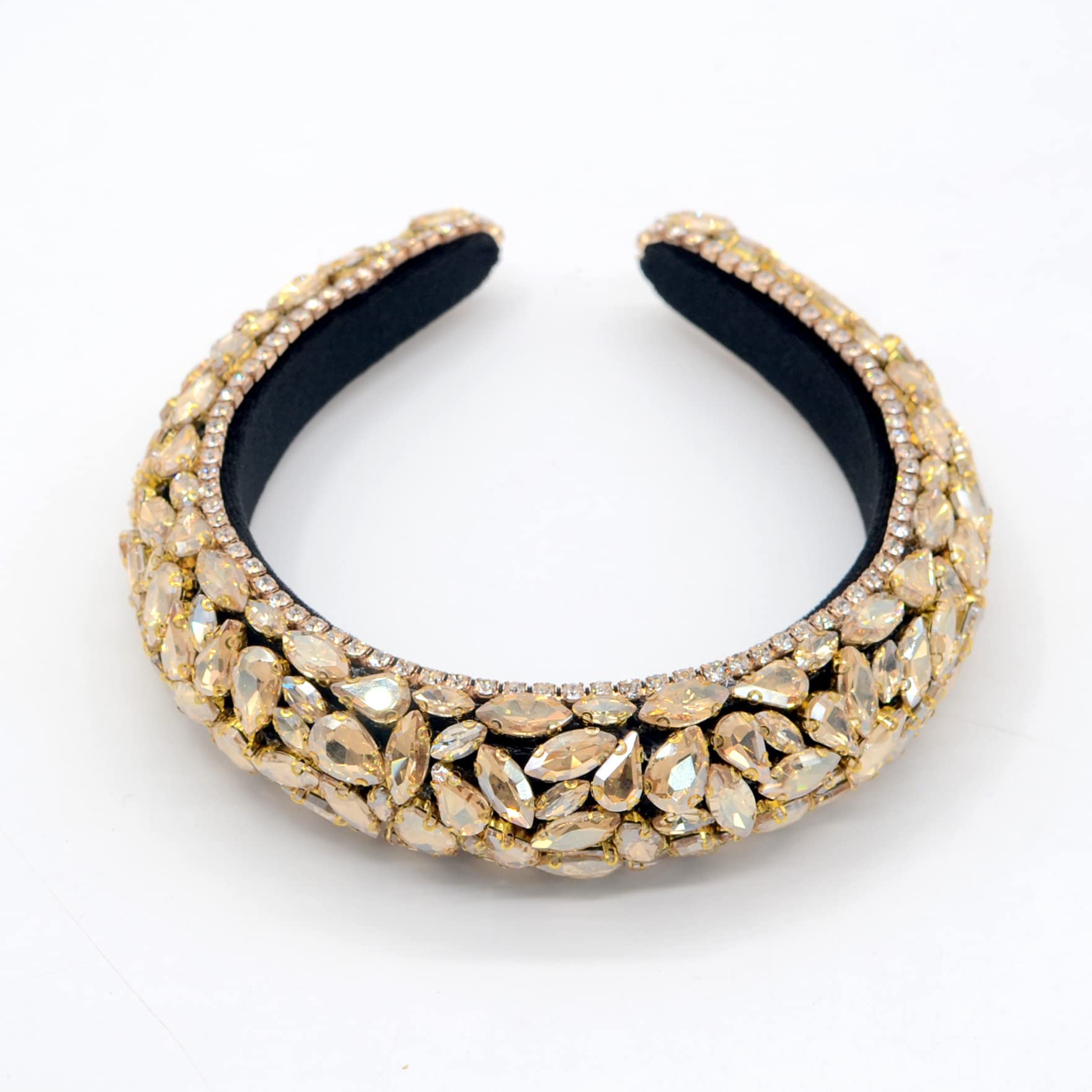 Serre-tête rembourré avec strass style baroque pour mariage, anniversaire, vacances, cadeau (doré)