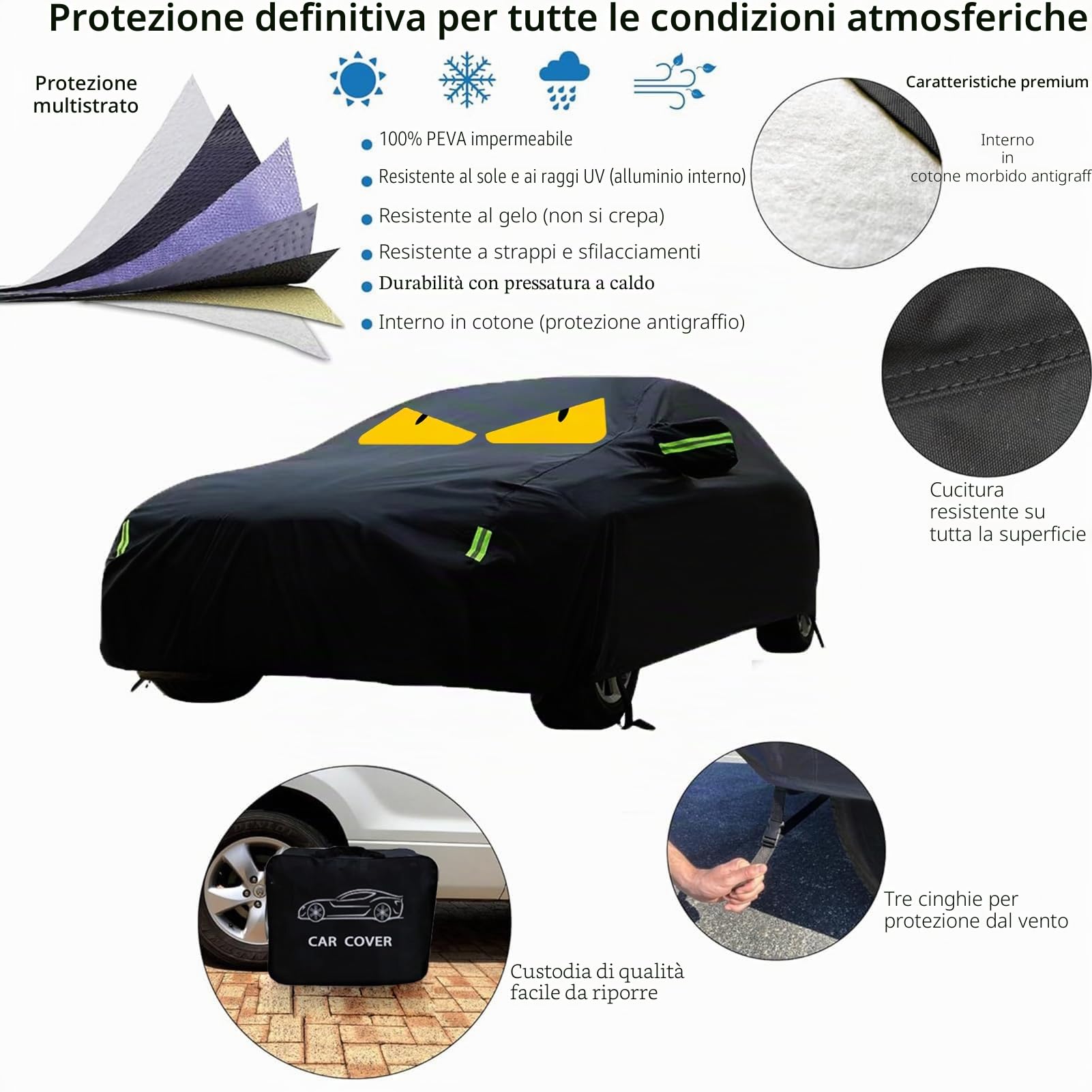 Telo grandine auto,copri anti grandine, telo copri per esterno, antivento, copertura auto,C2