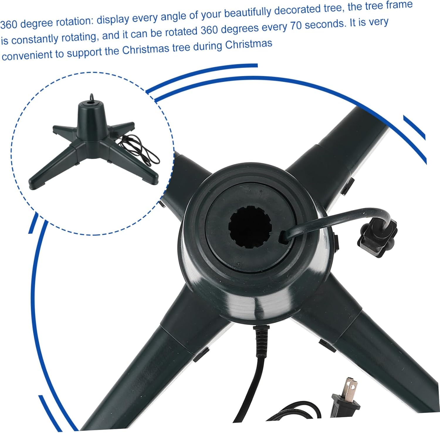 1pc Christmas Tree Base Tree Support Rotatable Electric Stand 1.8-2.1m Fit