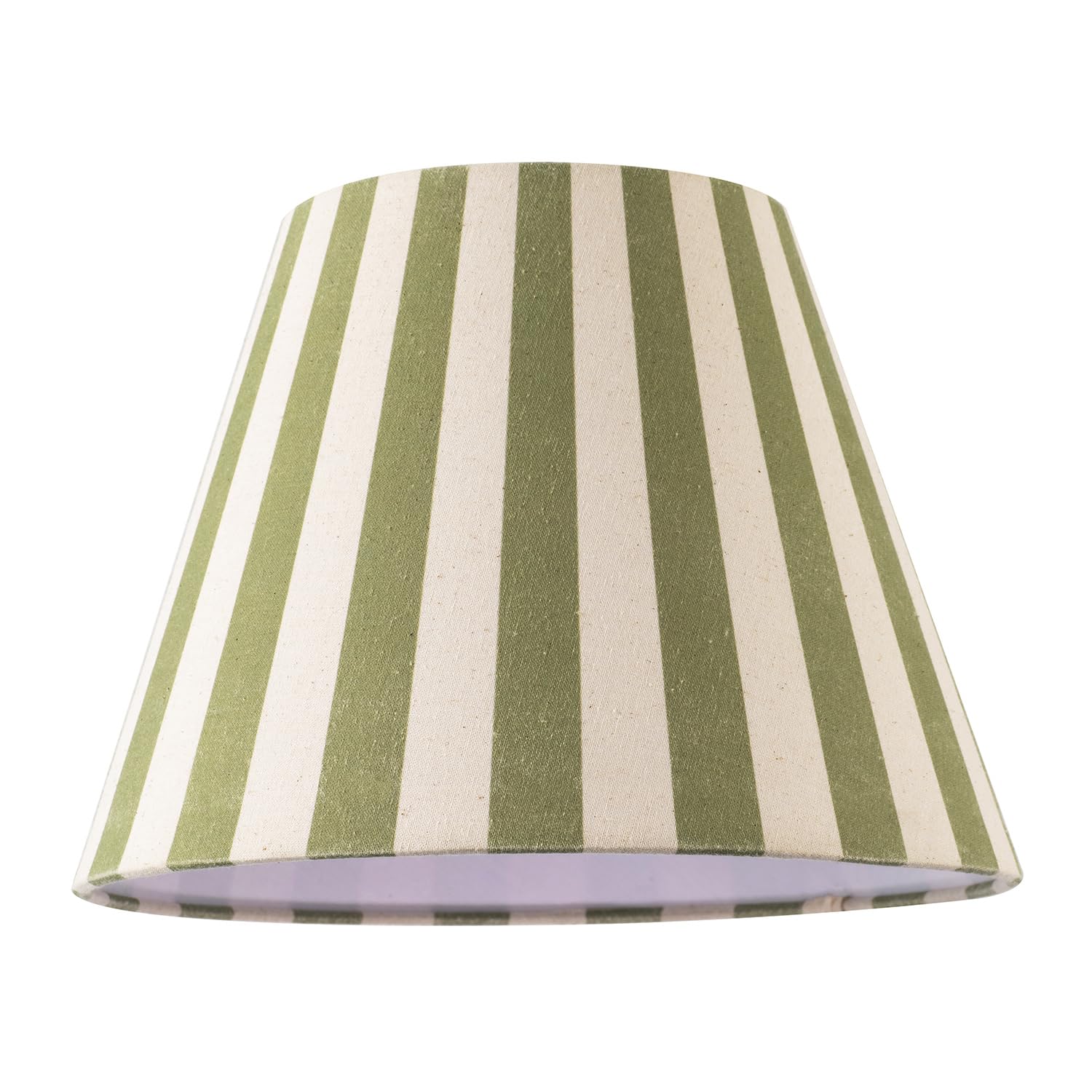 Designer Garden Olive Green and Oatmeal Linen Striped Coolie Lampshade with Off-White Fabric Inner Lining| 18cm x 25cm | for Ceiling Pendant or Lamp by Happy Homewares