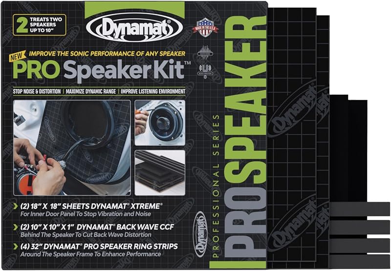 Kit Dynamat PRO para Alto-Falantes com Isolamento Acústico – Dynamat Xtreme, Back Wave e Anéis – 1 kit