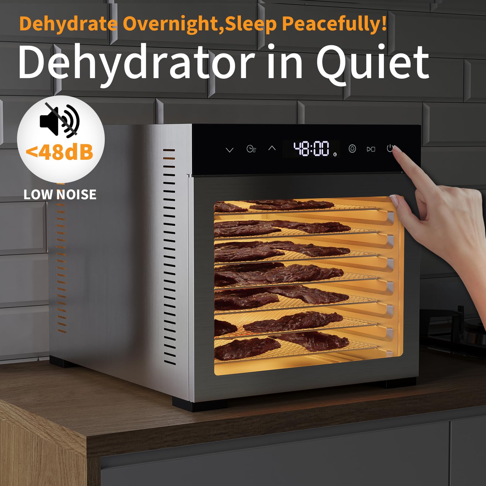 NEWBULIG Essiccatore elettrico per alimenti, 500 W, 24 ore, temperatura regolabile a 500 °C, perfetto per frutta, 8 pezzi