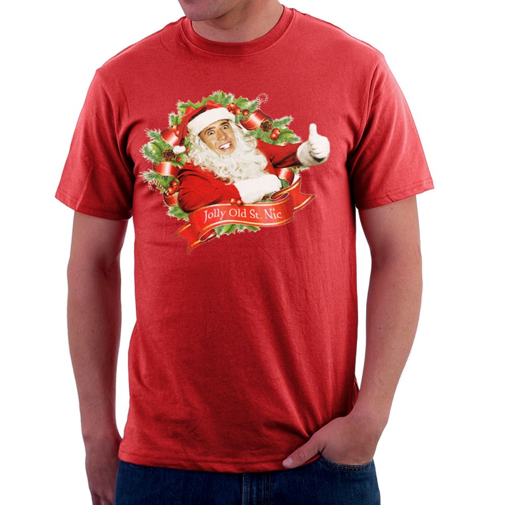 Nicolas Cage Christmas Jolly Old Saint Nic Men's T-Shirt Red