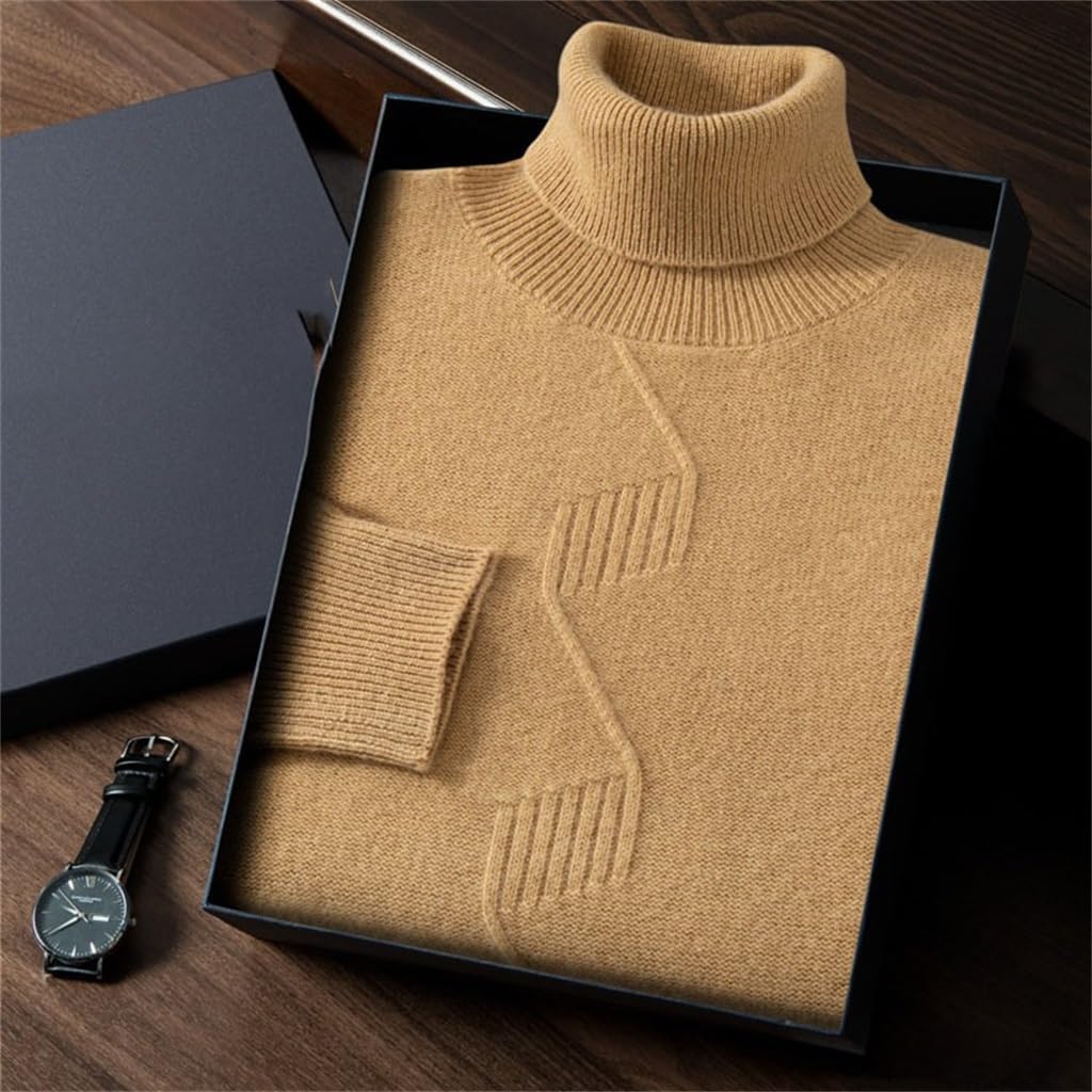 CSCDD 秋冬カシミヤセーターハイラペルカシミヤセーターゆったり大きいサイズプルオーバーカジュアルセーター(L)