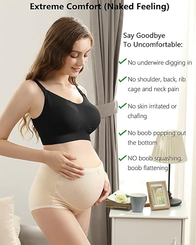 Miniatura 8 de iloveSIA Sujetador de lactancia y bombeo todo en uno, sujetador de bombeo manos libres, negro+gris+beige, talla XL