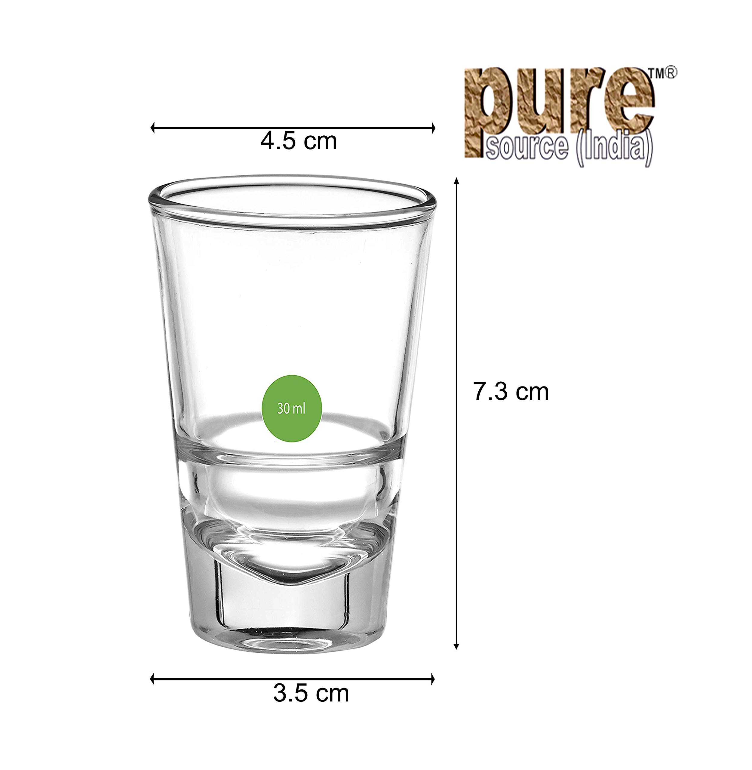 Pure Source India Shot Glass Set, 30ml, Set of 6, Transparent