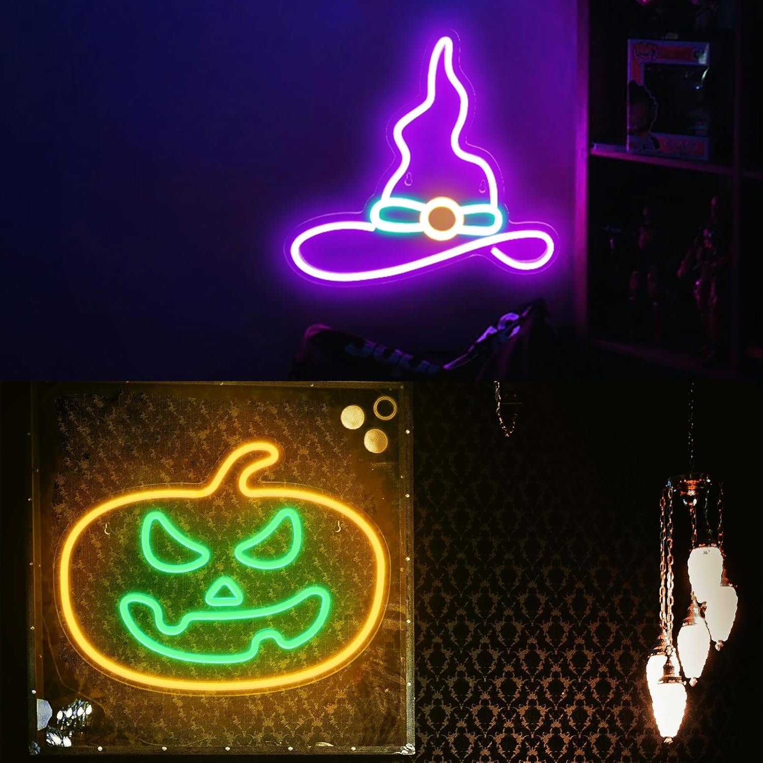 [2Pack]IMEGINA Halloween Witch Neon Sign USB Powerd Neon