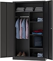 Letaya 72" Metal Storage Locker with Lockable Door - Durable Steel Freestanding Wardrobe for Office, Home, Gym, School (Black)