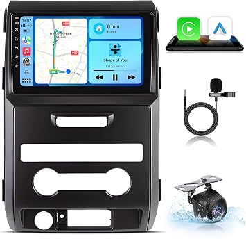 8 Core 4+32G Car Radio for Ford F150 2009-2014 Upgrade 9 Inch Touchscreen Stereo with Wireless CarPlay Android Auto 5GWiFi GPS Bluetooth SWC FM RDS Mirror Link Backup Camera