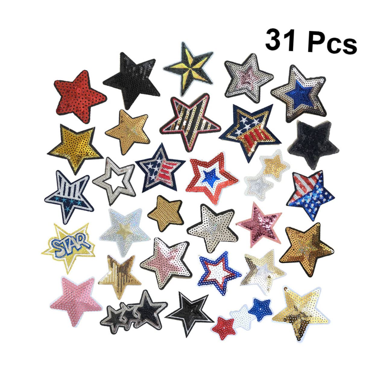 Lurrose 62pezzi Toppe Termoadesive Forma Di Stella Di Patches Con Applicazione Adesiva Per Jeans Giacche Borse e Progetti Di Fai Te Decorazioni Paillettes Per Abbigliamento e Artigianato