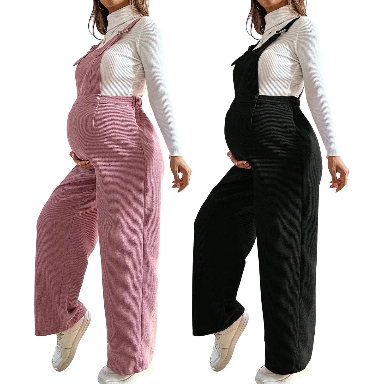 Tuta premaman alla moda in velluto a coste pantaloni elastici in vita per comodi abiti da gravidanza in salopette premaman in velluto a coste per la stagione fredda