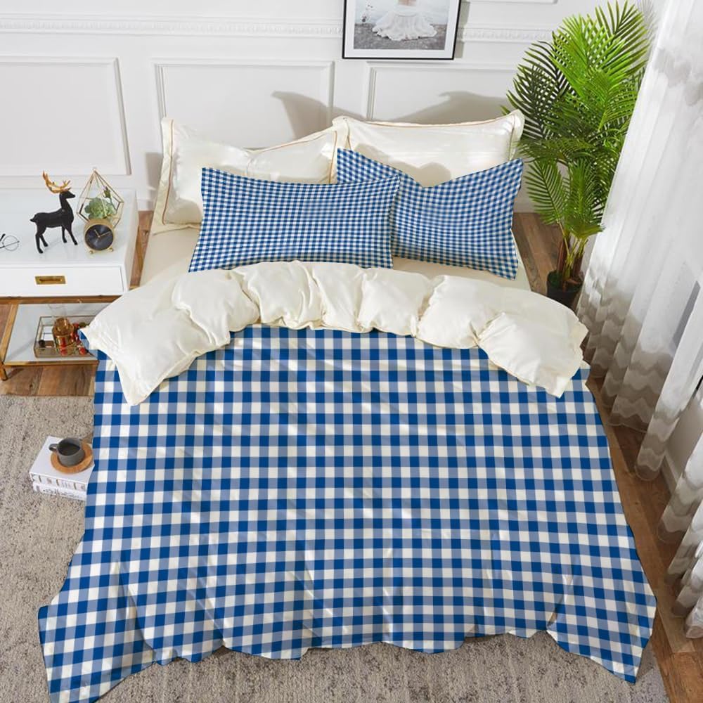 Bettwäsche 135x200 Blau Kariert Winter Weich Kuschelige Mikrofaser Bettwäsche-Sets Blau Kariert Bettbezug mit 1 x Kissenbezug 80x80 cm 3D Bettzeug Set tt777 Küche, Haushalt & Wohnen