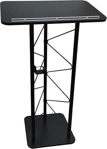 Miniatura 5 de FixtureDisplays Truss Metal y Madera Podio Atril Púlpito Superior de 25" de Ancho con un Portavasos 11566-H-NF