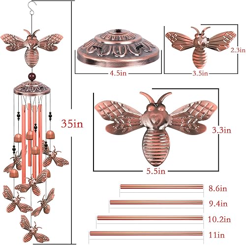Miniatura 3 de Campanillas de viento de abeja para jardín, regalos para mamá, hogar, balcones, habitaciones, patio, decoración de abejas para interiores y