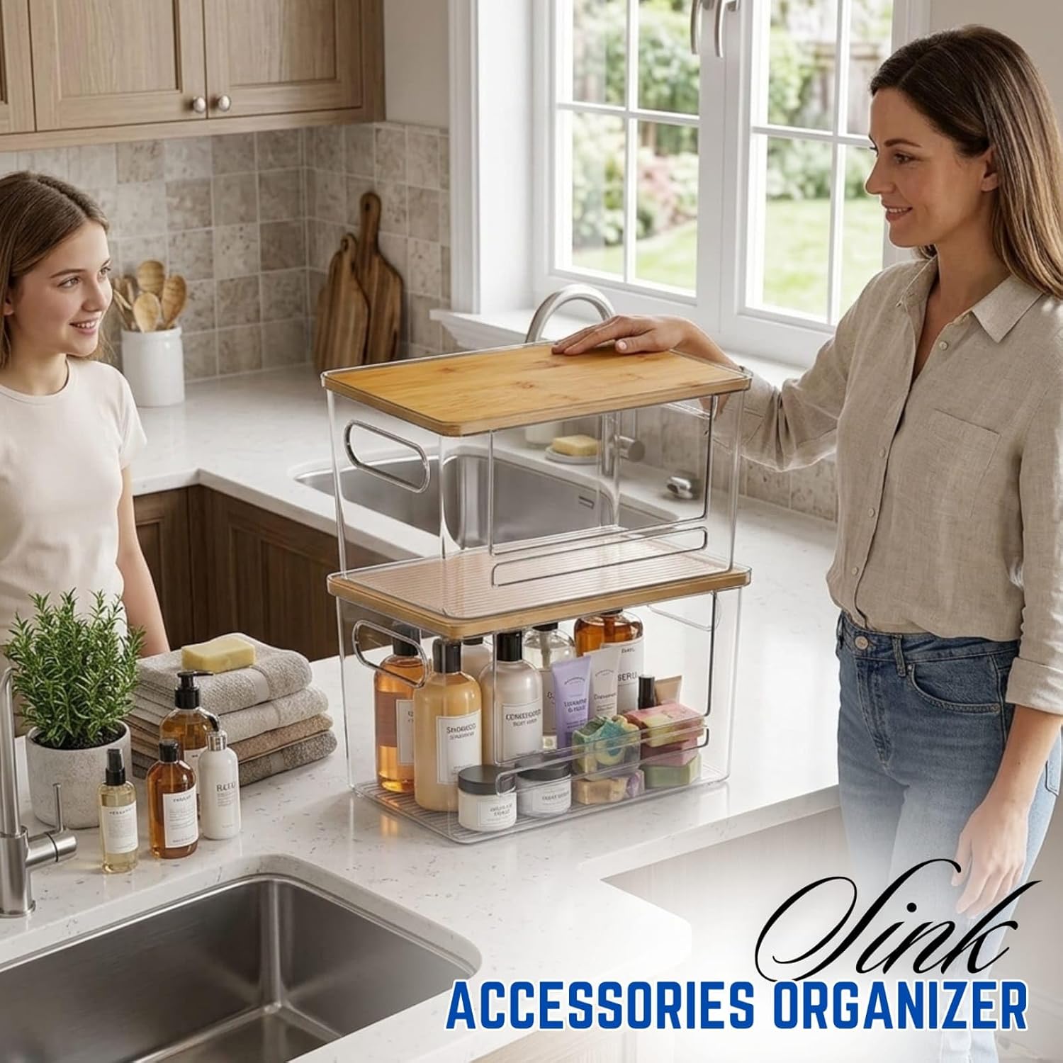 Acrylic Trash Bag Dispenser, Stackable Garbage Bag Organizer & Holder Dispenser, Clear Trash Bag Organizer for Under Sink, Kitchen Drawer Storage, Dishwasher Pods Container & Bag Holder