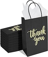 Vista 10 de DjinnGlory Paquete de 100 pequeñas bolsas de regalo de papel de agradecimiento azul marino con asas de 9 x 5.5 x 3.15 pulgadas para compras