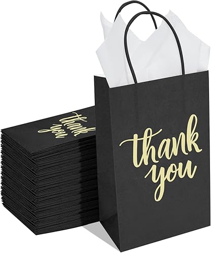 Miniatura 10 de DjinnGlory Paquete de 100 pequeñas bolsas de regalo de papel de agradecimiento azul marino con asas de 9 x 5.5 x 3.15 pulgadas para compras