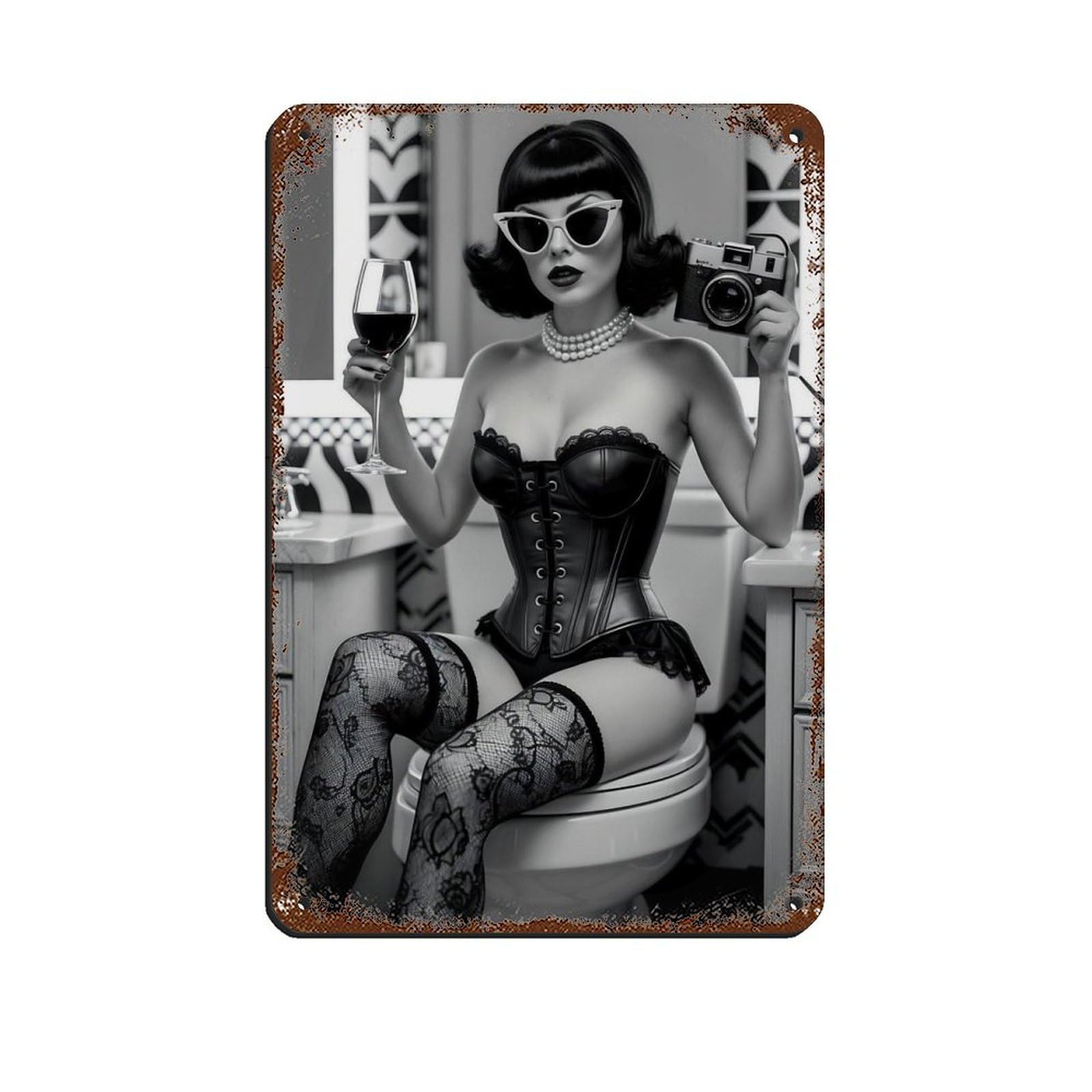Vintage Glamour Sexy Art Tin Sign Vintage Metal Pub Club Cafe Bar Home Wall Art Decoration Poster Retro 8x12inch(20x30cm)