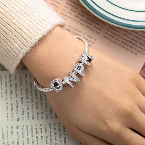 Miniatura 2 de PARCOM Letter Charms Fits Pandora Bracelets S925 Sterling Silver Initial Charms for Bracelets Alphabet A-Z Letters Bead Bracelets Necklace Pendent