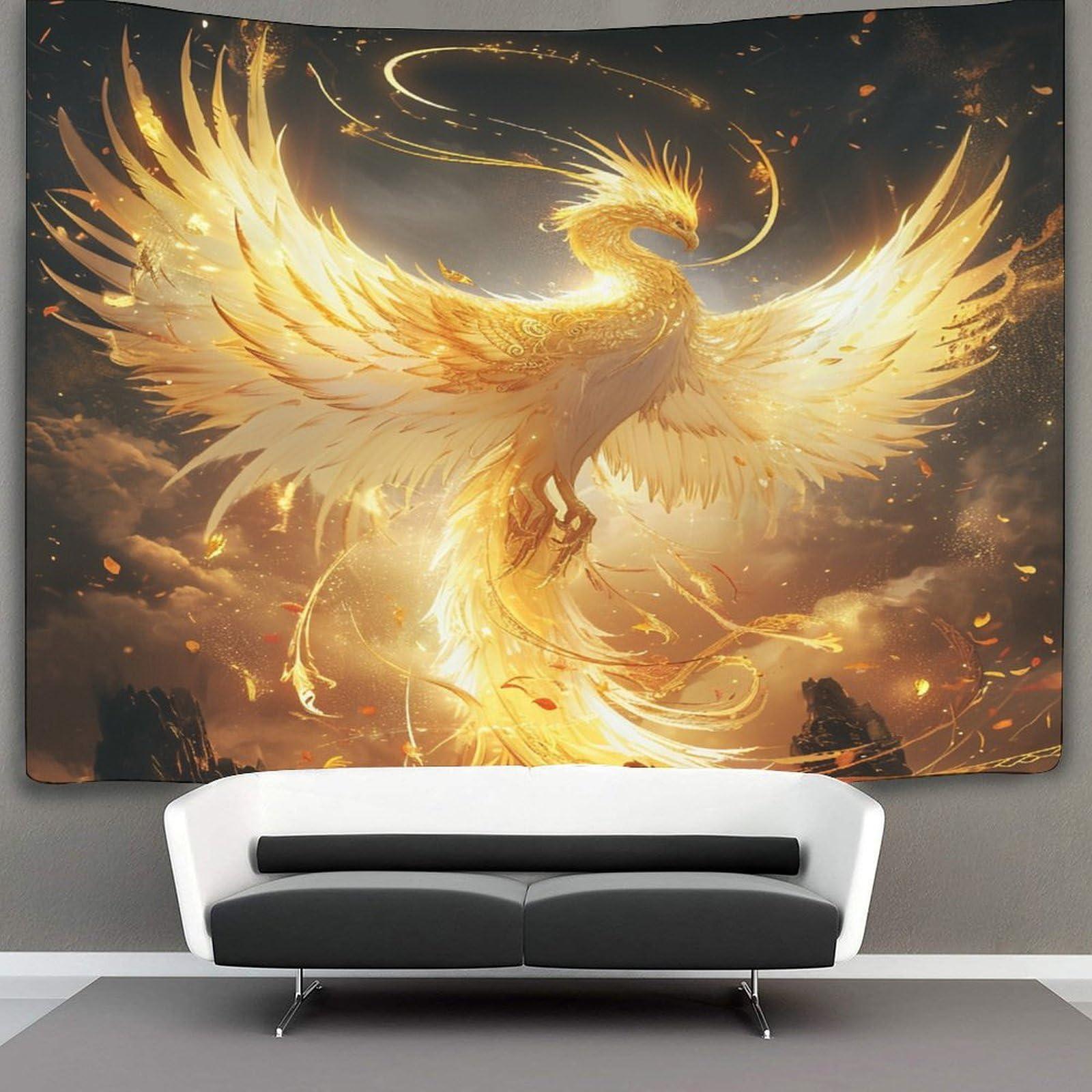 CTAMM Phoenix Decorations Tapestry Wall Hanging Firebird 3D Printing Wall Blanket Wall Hanging Poster for Living Room Bedroom Dorm Decor 130cmx150cm
