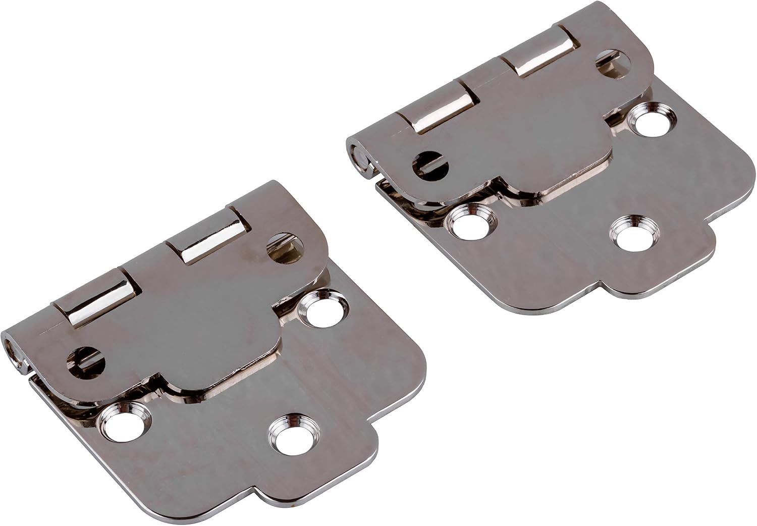 Nickel Art Deco Flush Mount Cabinet Door Hinge | Pack of 2 | Hoosier Type Cabinet Reproduction Hardware | UA-201-HPN (1)