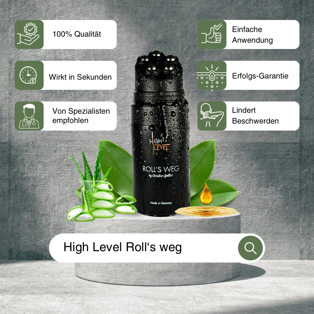 High Level Roll’s Weg wärmender Schmerz-Roller | sofortige Wirkung bei Rücken-, Nacken- & Gelenkschmerzen | gegen Migräne, Arthrose & Verspannungen | mit Teufelskralle & Aloe Vera (1)