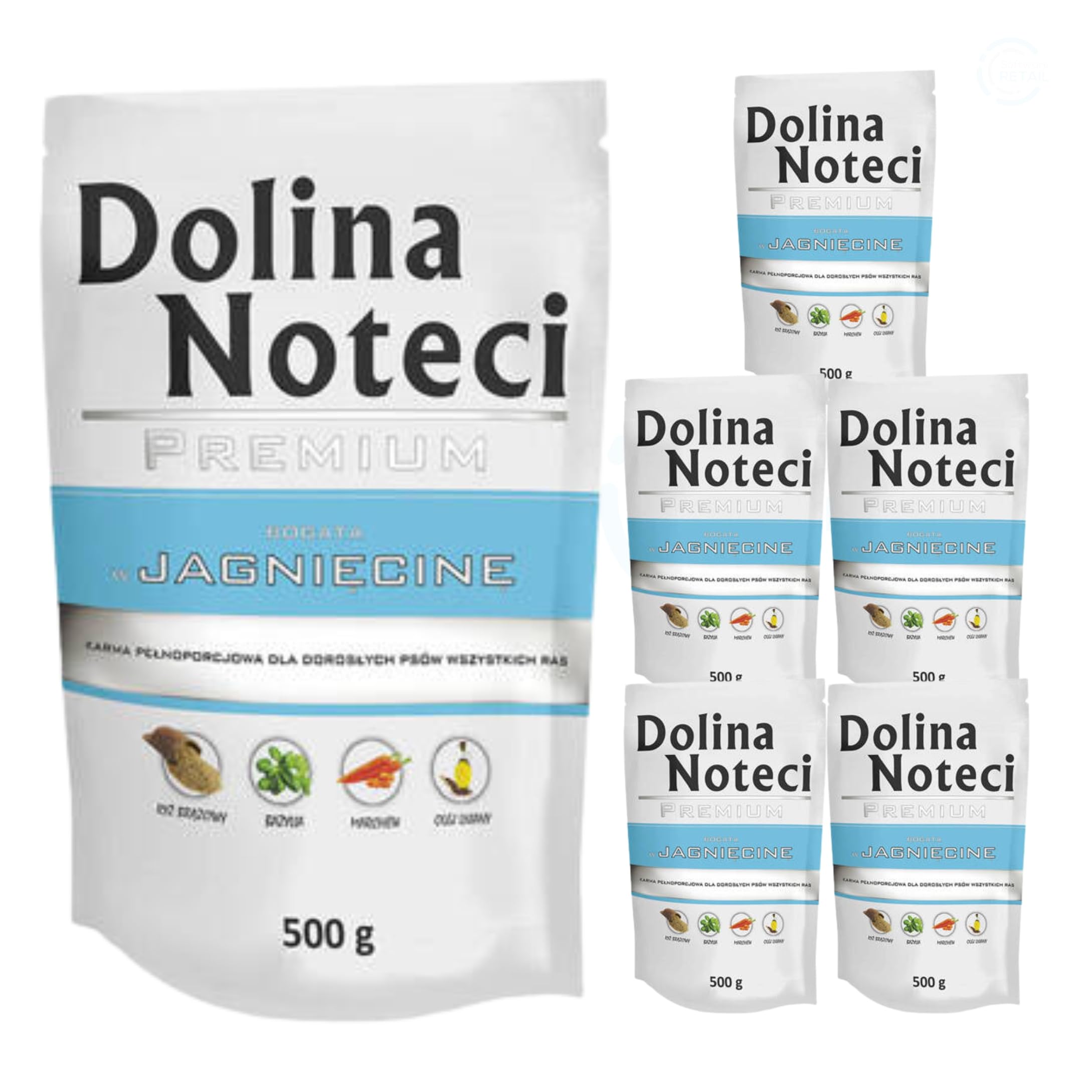Dolina Noteci Premium Adult Wet Dog Food with Lamb, Complete Dog Food, Gluten-Free (6x500g)