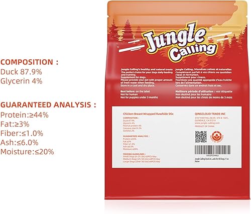 Vista 9 de Jungle Calling Golosinas para perros, carne seca de pato para perros, aperitivos tostados lentos para perros medianos y grandes, golosinas