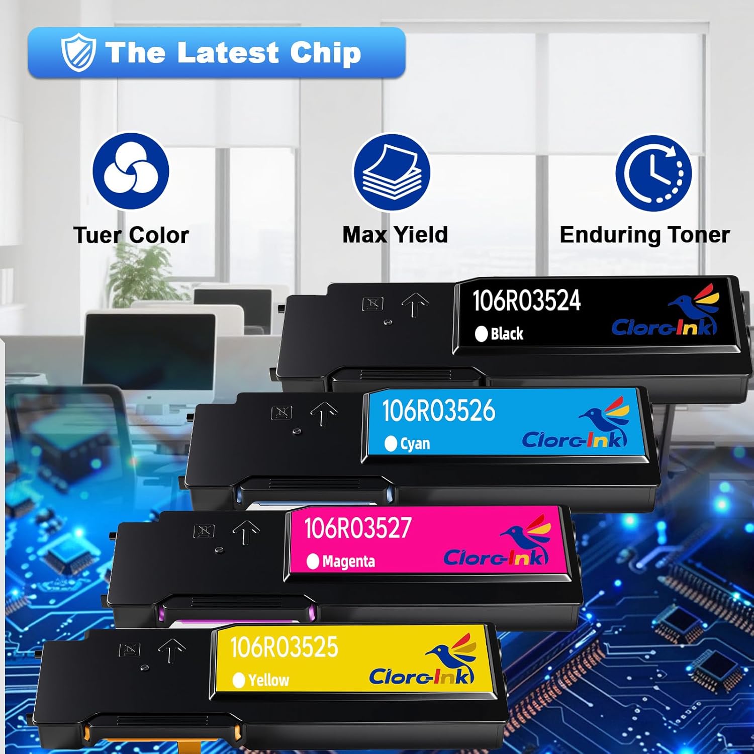 VersaLink C400 C405 Toner Cartridge Extra High Yield(10500/8000) Replacement for Xerox 1106R03524 106R03525 106R03526 Compatible with VersaLink C400DN C405DN C400D C405N C400 C405 Printer(B/C/M/Y)