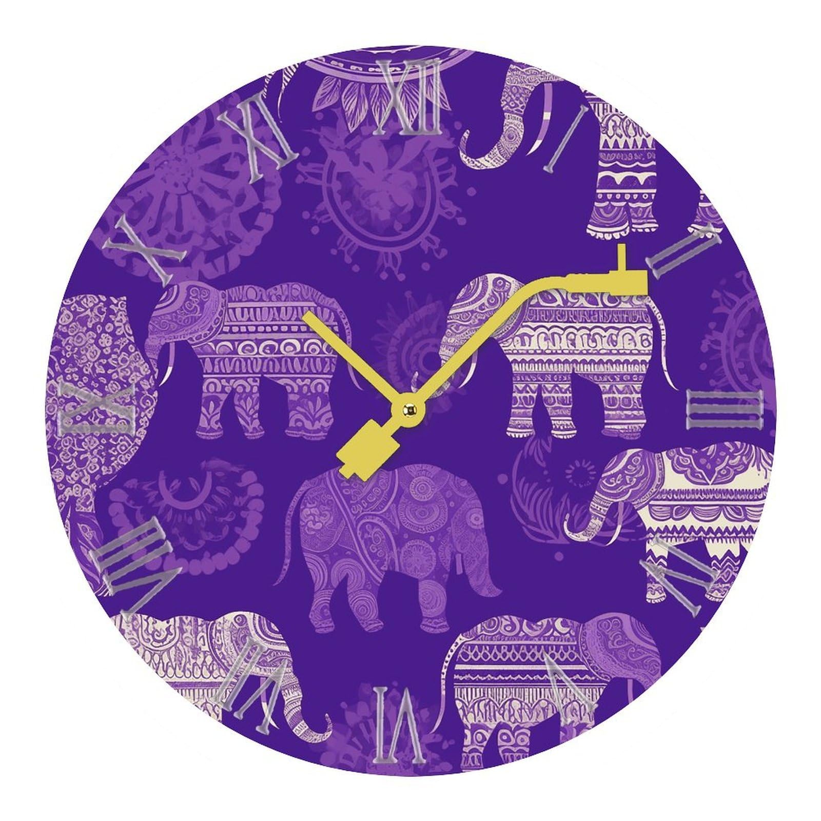 Horloge murale violette sans bruit à pile pour décorer la cuisine et la salle de bain