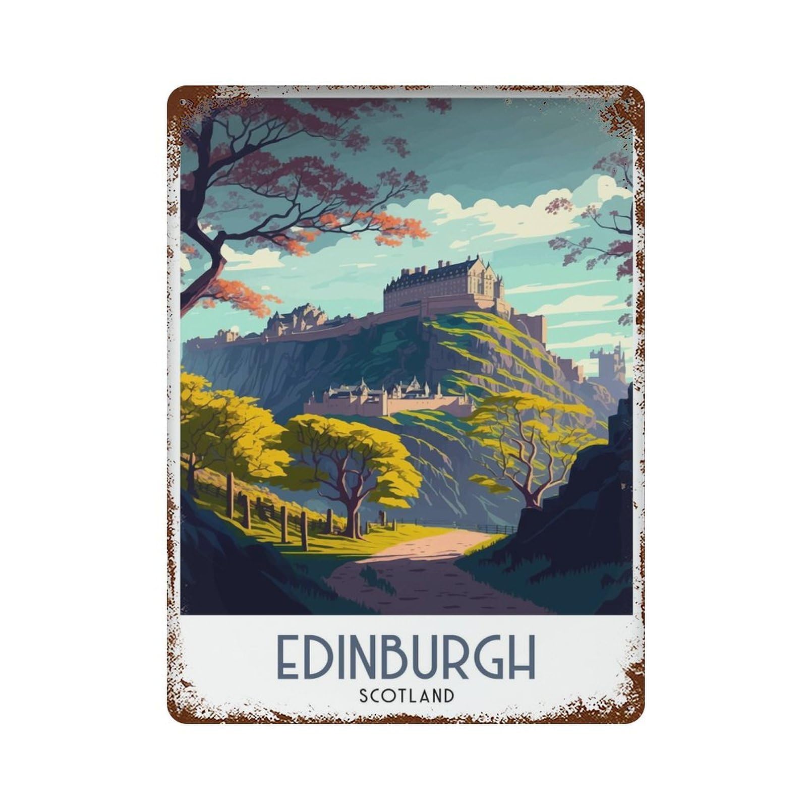 xiaoxiaoshen Edinburgh Travel Scotland Wall Decor Art Metal Tin Poster Modern Home Decor Art Home Bar Shop Decorations Vintage Sign 40x30cm