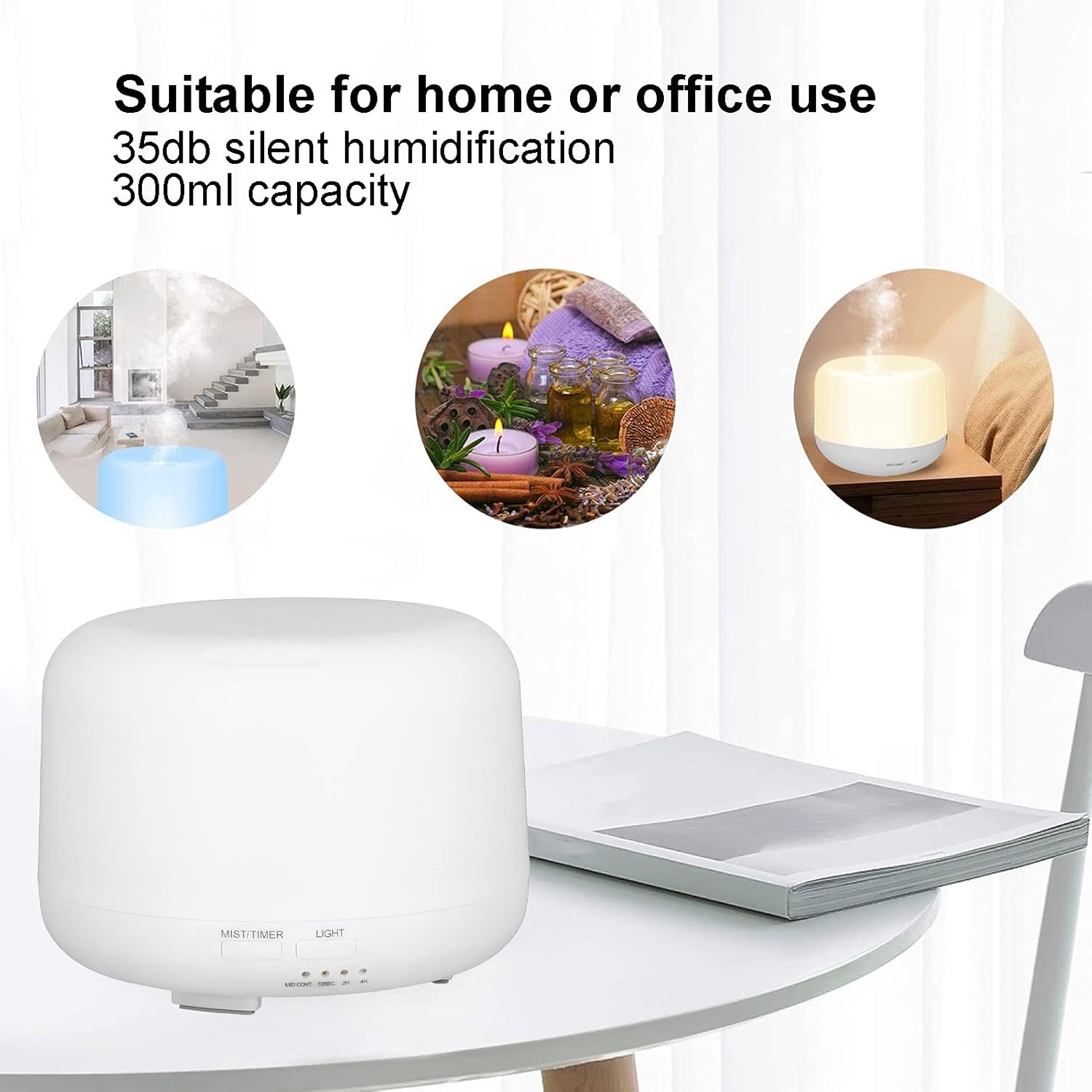 Night Light Humidifier, Diffuser with Light Practical for Professional Use for General Purpose for Home for Office for Sleep