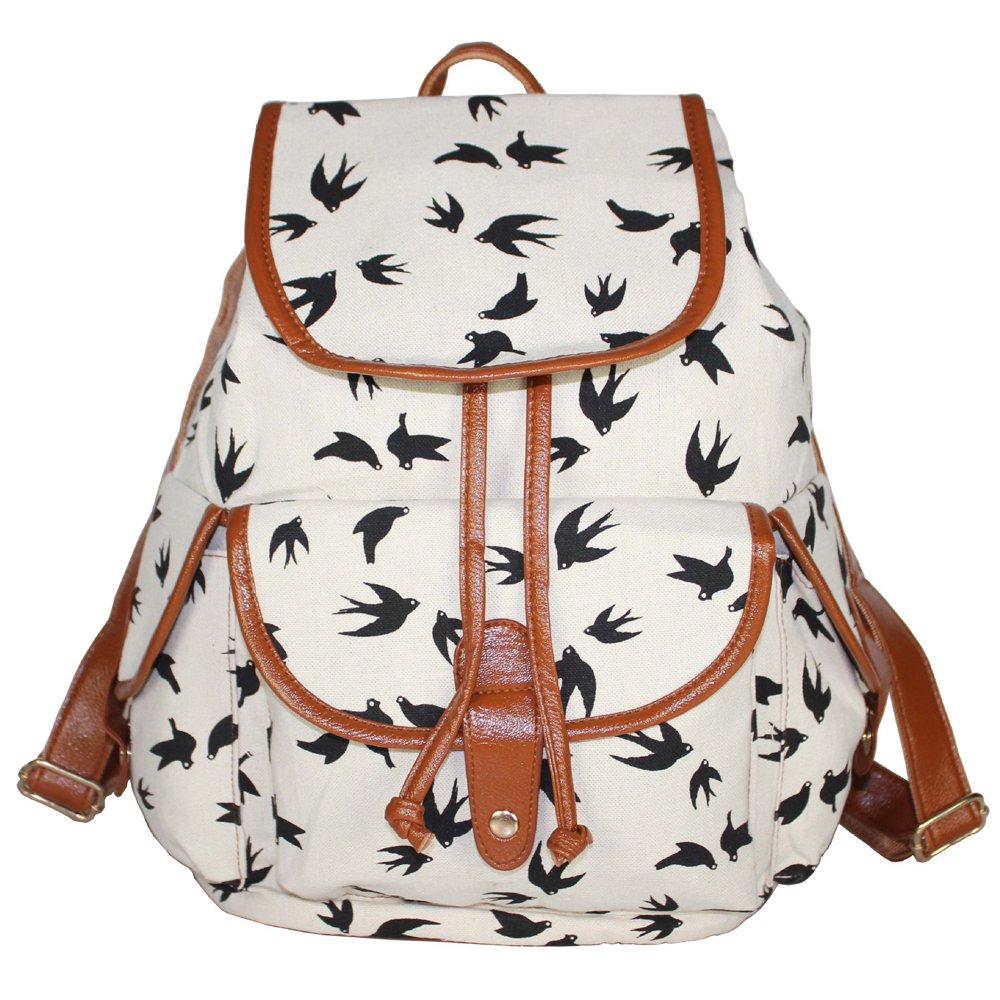 Metou Canvas Backpack Casual Book Bag Sports Daypack Lightweight Laptop Bag Schoolbag for Women Girls Storage package