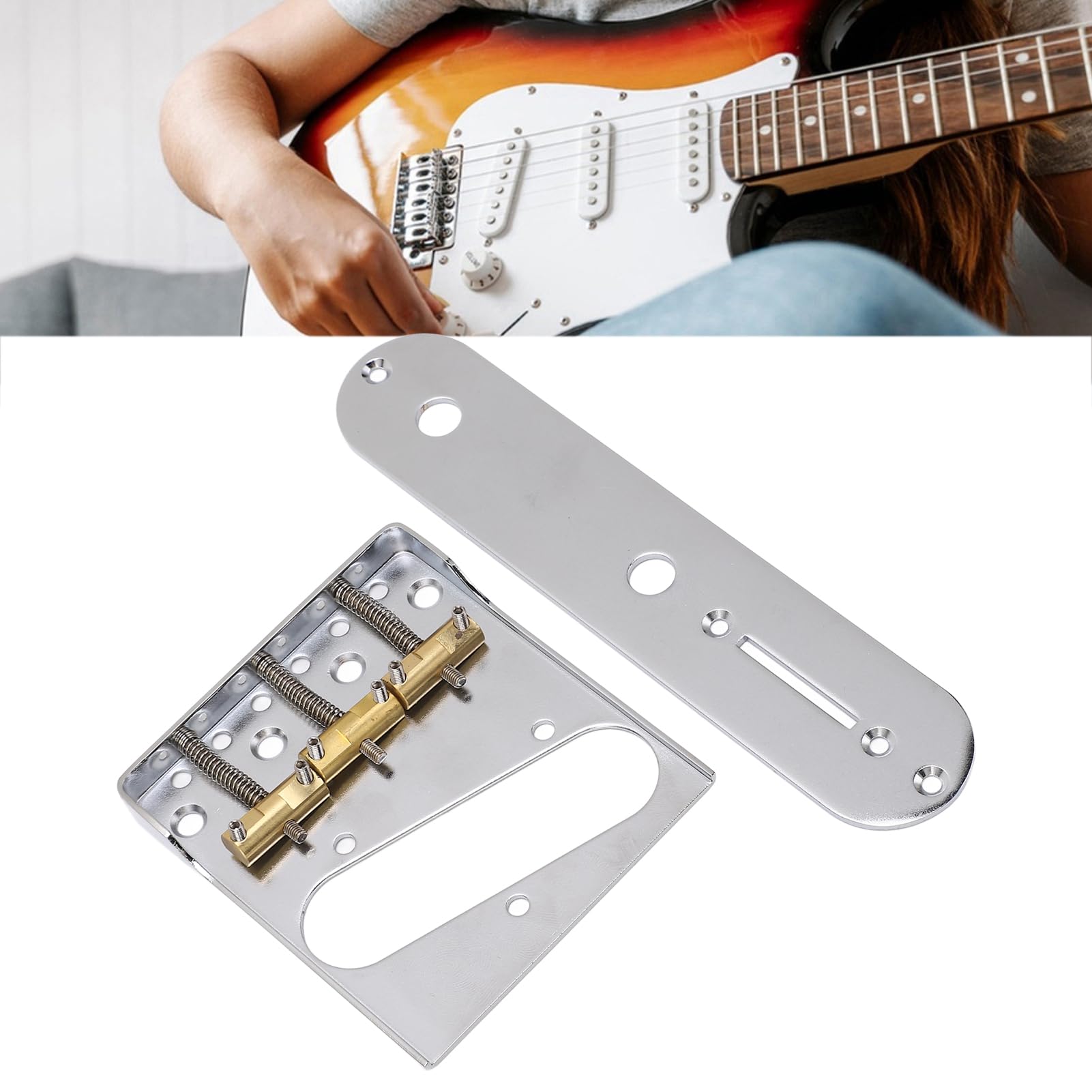 Vintage Guitar Bridge Brass 3 Siodło z płytą sterującą elektryczną wymianą gitary dla gitar w stylu telewizji Wysoka wydajność Chromowane wykończenia premium