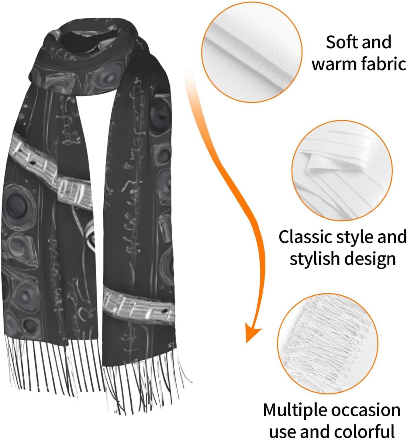 (Love Rock) Women's Soft Warm Scarf Large Plush Shawl Wrap with Fringe Fashion Winter Scarves for Cold Weather