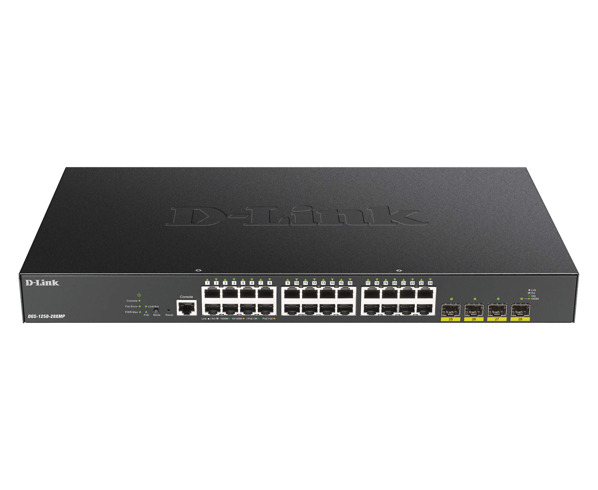 Black D-Link 24-Port Gigabit Poe Smart Managed Switch With 4X 10G Sfp+ 370Watts