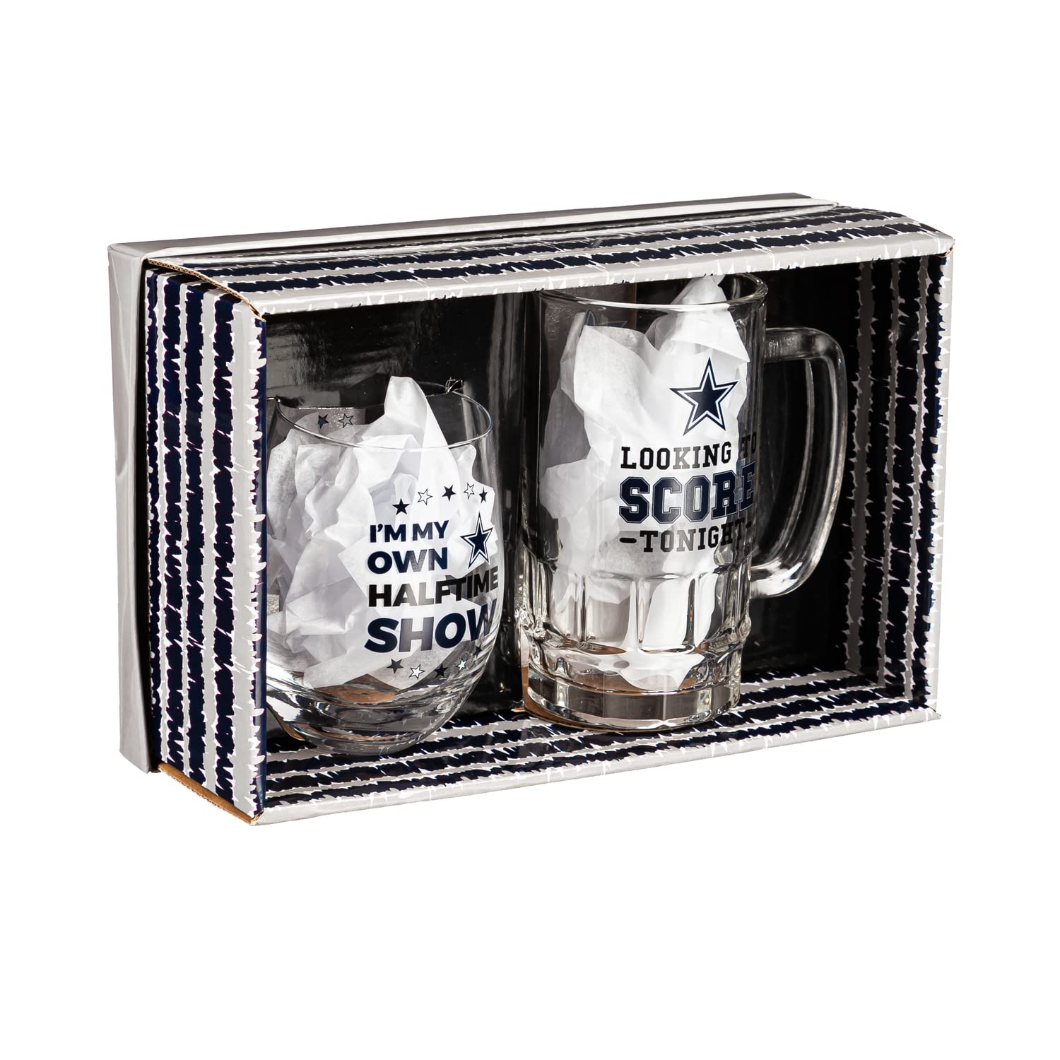 Amazon.com | Team Sports America NFL Dallas Cowboys, Stemless 17 OZ Wine  Glass & Beer Mug 16 OZ Gift Set with Box | Keeps Drinks Cold | Officially  Licensed: Wine Glasses
