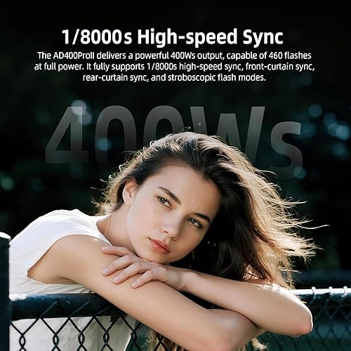 Miniatura 3 de Godox AD400 Pro II AD400Pro II Flash para Exteriores, 400Ws 2.4G TTL 1/8000 HSS Monolight, 0.01-1s Tiempo de Reciclaje, Lámpara de Modelado de 30W