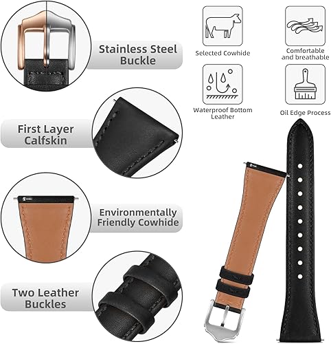 Miniatura 2 de OXWALLEN Correa de reloj de piel de liberación rápida de 0.78 pulgadas compatible con Samsung Galaxy Watch 6 5 4 Band 1.575 in 1.732 inWatch 5 Pro