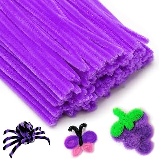 IOOLEEM Purple Pipe Cleaners Bulk for Crafts | Chenille Stems for DIY Flower Making & Festival Decor & Party Projects, Pipe Cleaner Crafts, Art and Craft Supplies
