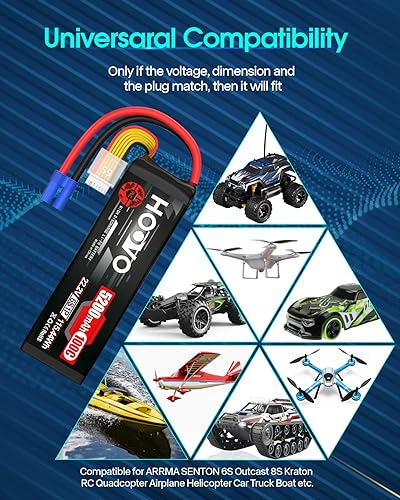 Miniatura 6 de HOOVO 6S Lipo - Batería de 22.2 V 100C 5200 mAh con conector EC5 para auto a control remoto, camión, camión, camión, tanque de buggy, tanque de