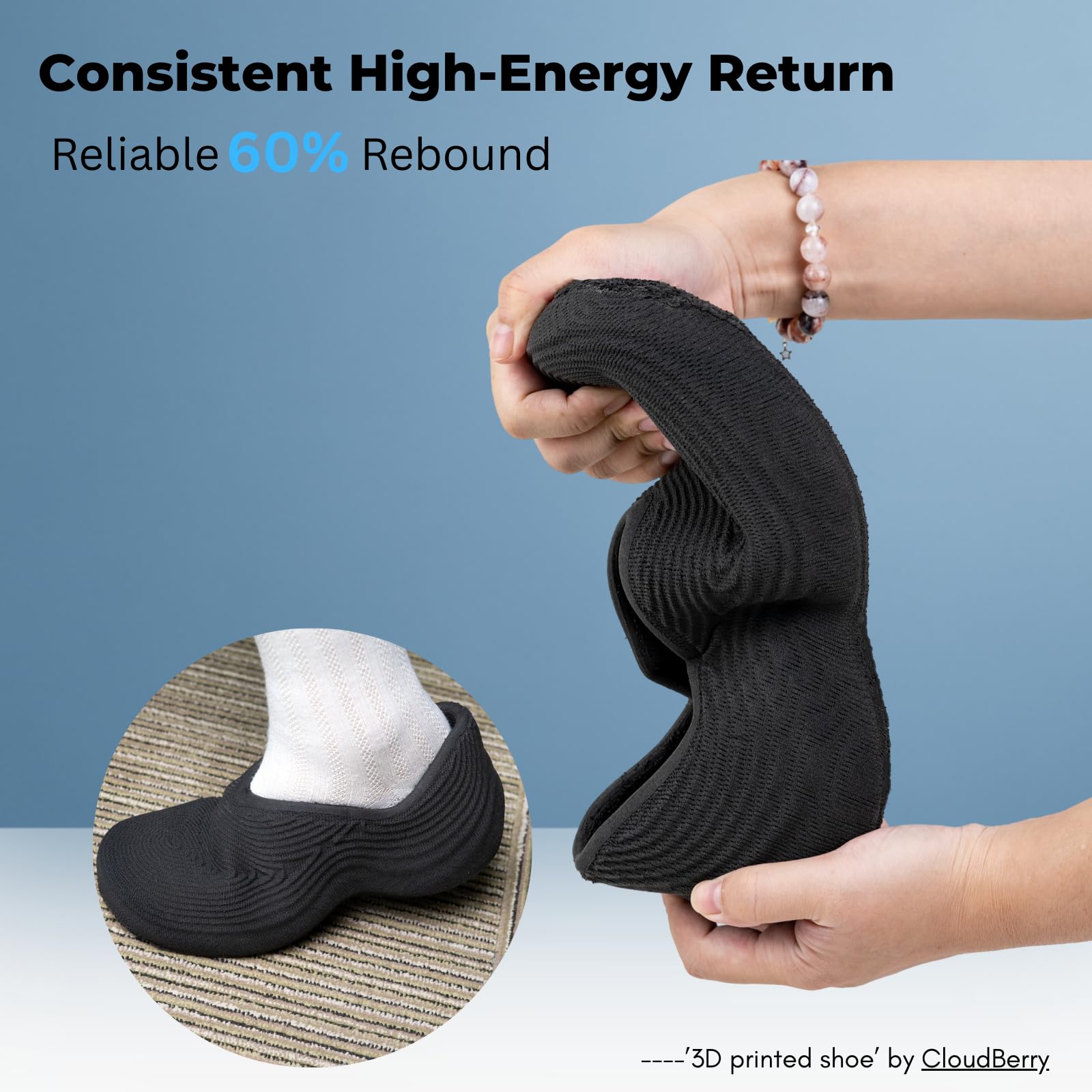 Siraya Tech Rebound PEBA Air - aktywny piankowy filament o wysokim odbiciu, regulowana twardość 70A-95A, ultralekki, do sprzętu sportowego o wysokiej wydajności, dronów i odpornych prototypów (czarny
