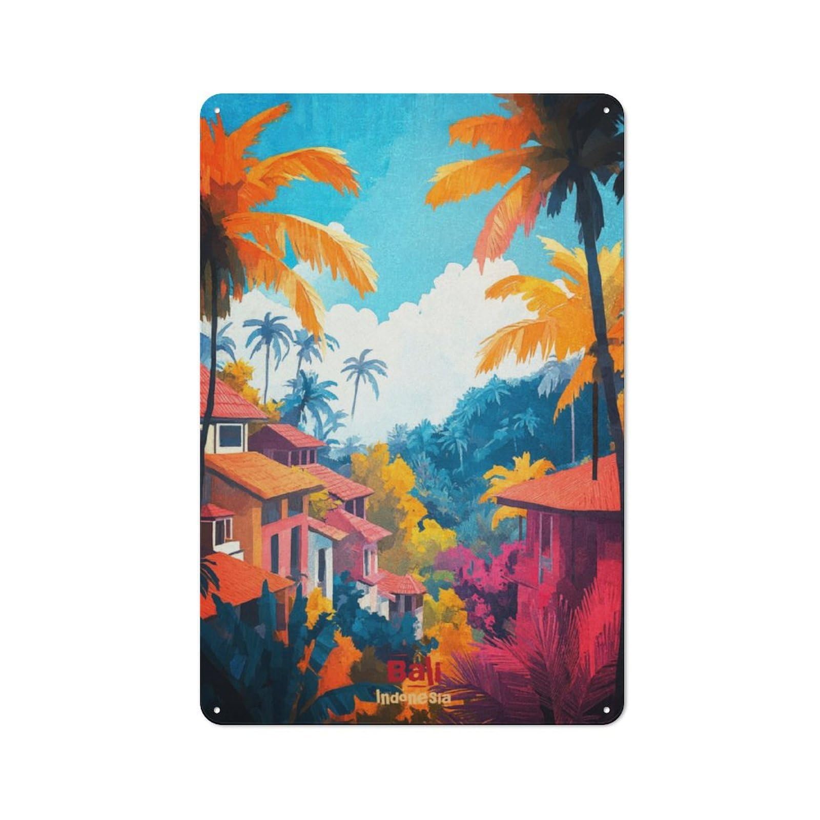 Junmoney Bali Art 30X20cm Retro-Style Tin Sign With For Café Or Home Bar, For Metal Sign Collectors, For Garage And Workshop Walls