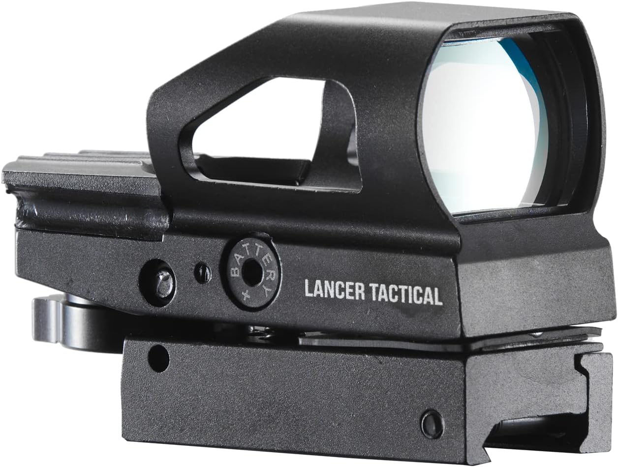 Lancer Tactiacl Airsoft Red Green Dot Sight - 4 Reticle Reflex Sight w/Button Control