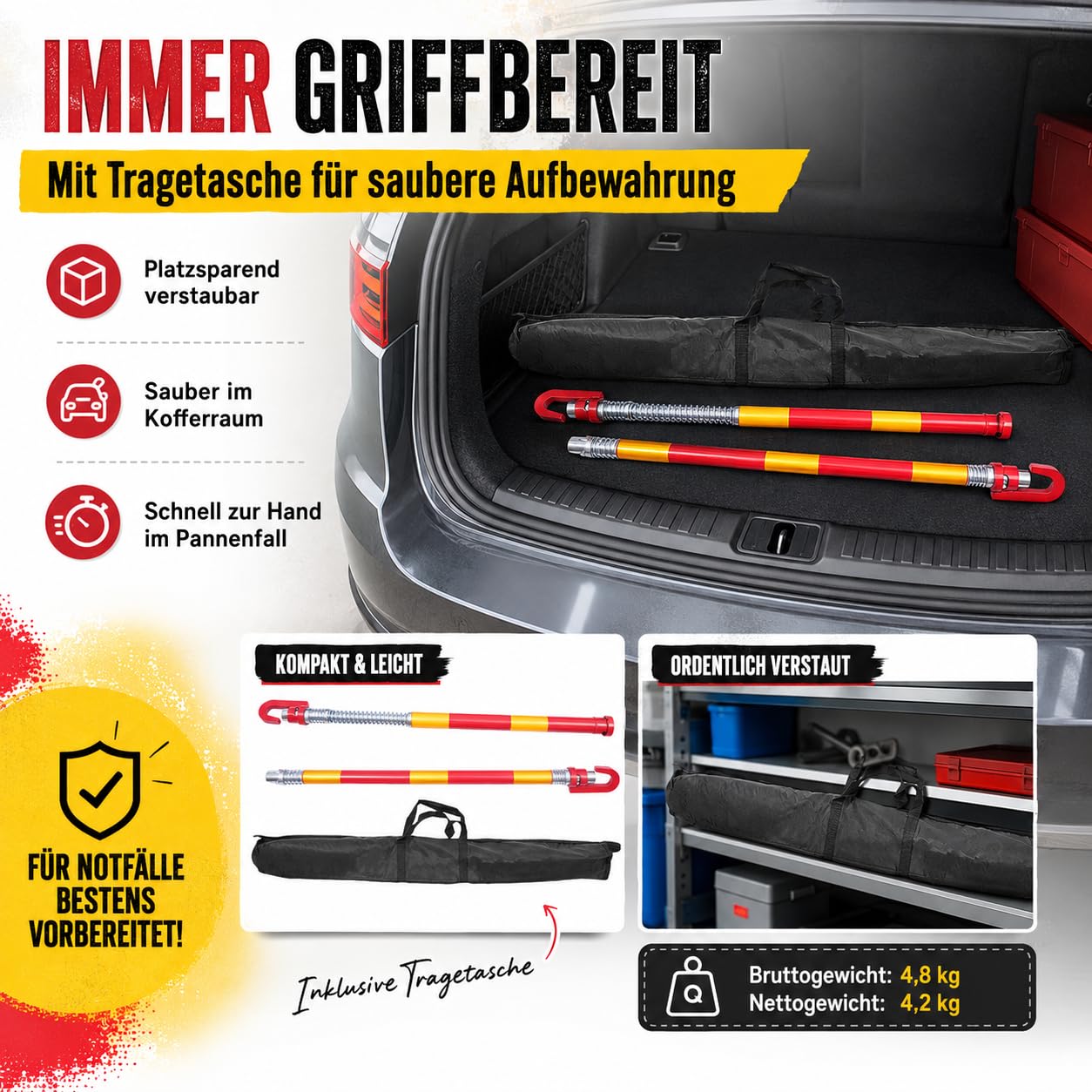 8T Tragfähigkeit-Abschleppstange 187CM für Pkw Universell