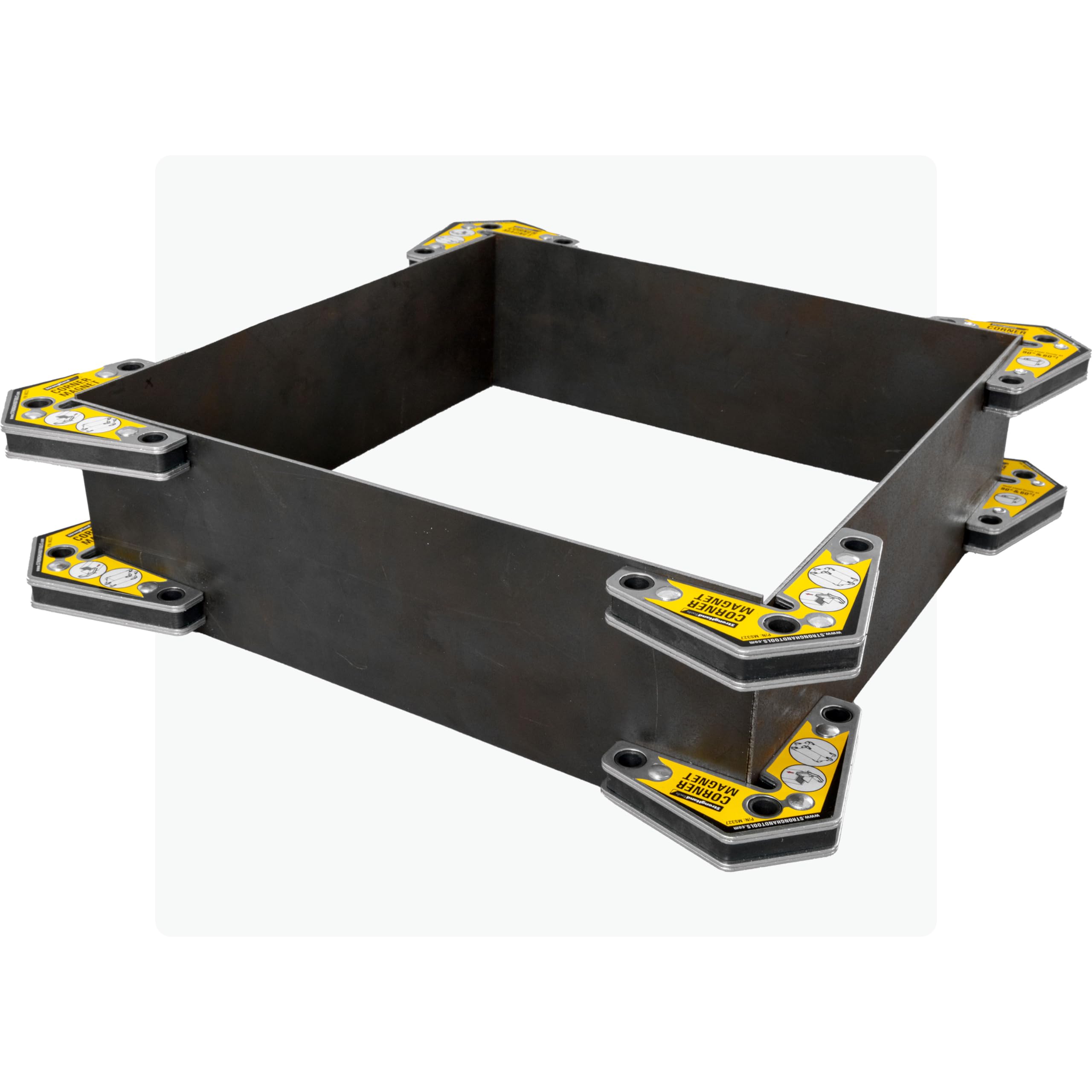 Magnetic Corner Squares, (Twin Pack), 12°, 90° & 60° Angle Setting, Max Pull Force: 30 lbs, Low Profile, 3-1/4 x 3-3/4 x 5/8″, MST327, Strong Hand Tools, Yellow, 3.25-Inch x 3.75-Inch