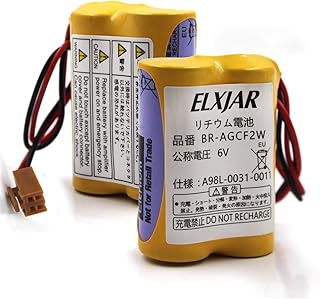 Fanuc Compatible elxjar (2-Pack) BR-AGCF2W 6V 2200mAh Lithium Battery Replacement for A98L-0031-0011#L, Panasonic BR-ACF2P, BR-AGCF2P, GE A06B-0177-D106, Beta iSV Amplifier