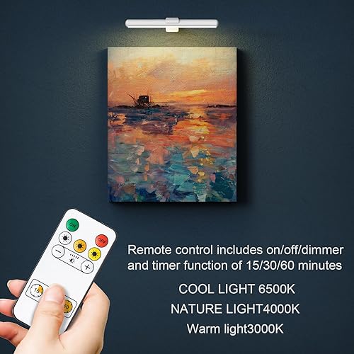 Miniatura 6 de Swatia Luz de imagen, luces de pared recargables de 4000 mAh, luz de pared alimentada por batería, iluminación para pinturas, luz de pared de