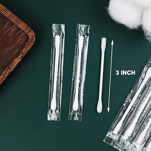 Miniatura 3 de 400 hisopos de algodón envueltos individualmente, hisopos de algodón de viaje, bastoncillos de algodón, hisopos de algodón redondos en espiral,